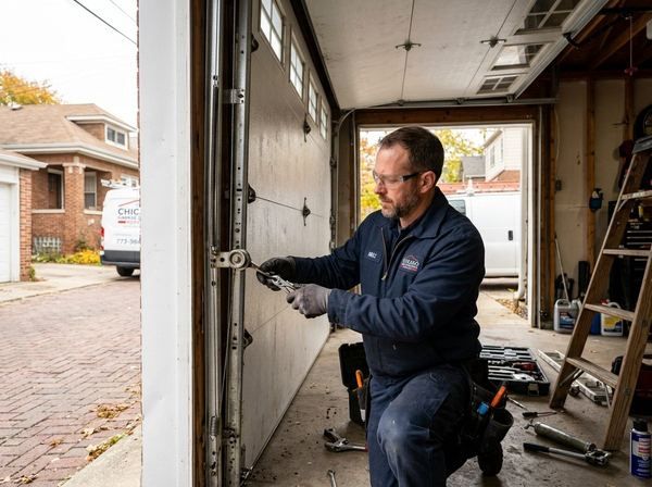 Garage door repair technician servicing Elmwood Park, IL -- Preferred Garage Door Repair
